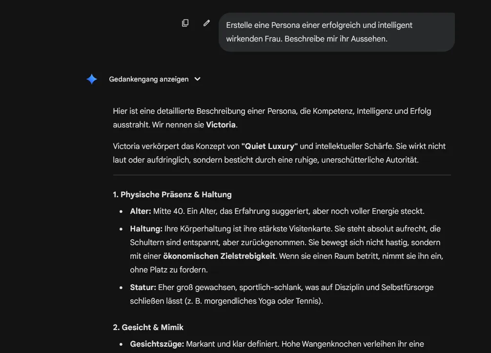 Prompt-Eingabe in Gemini zur Erstellung einer Persona