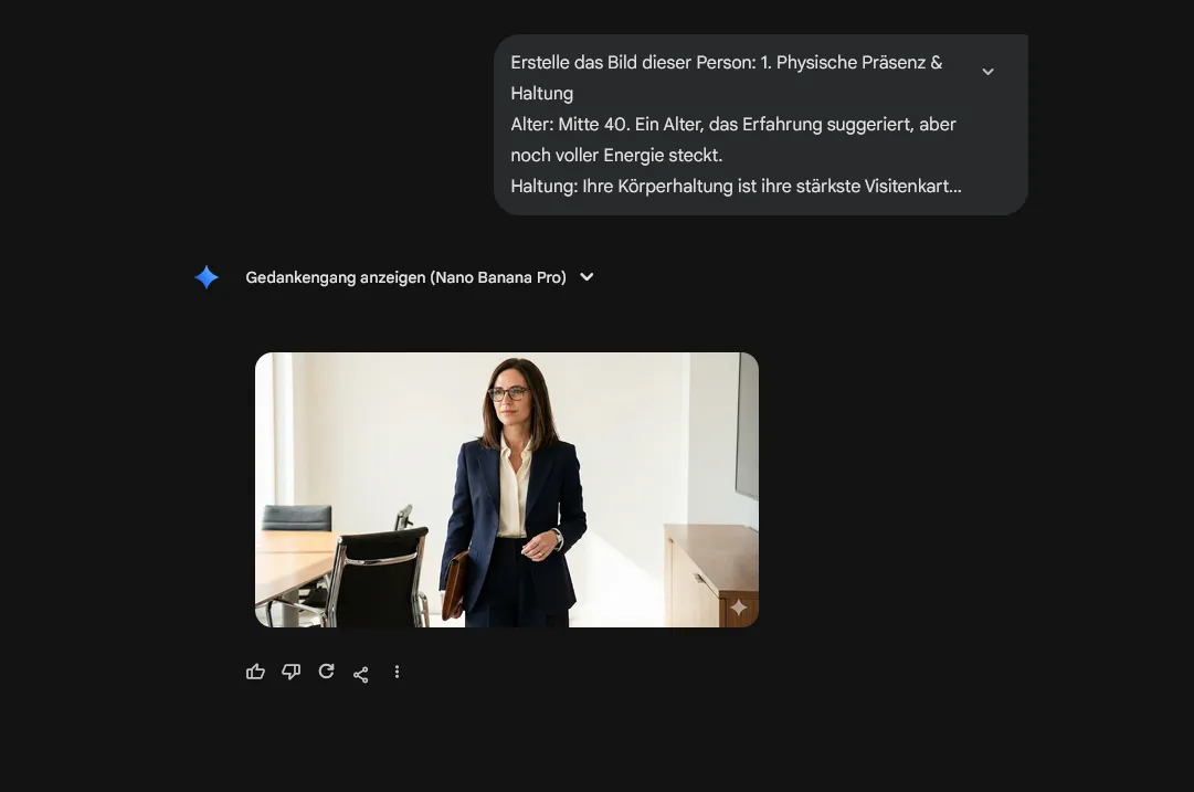 Generiertes Bild der Persona in Gemini mit Banane